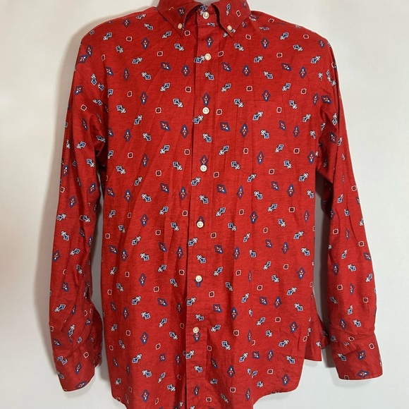 Daniel Cremieux Red Casual Button Down Shirt Medium 100%Cotton - Picture 3 of 11